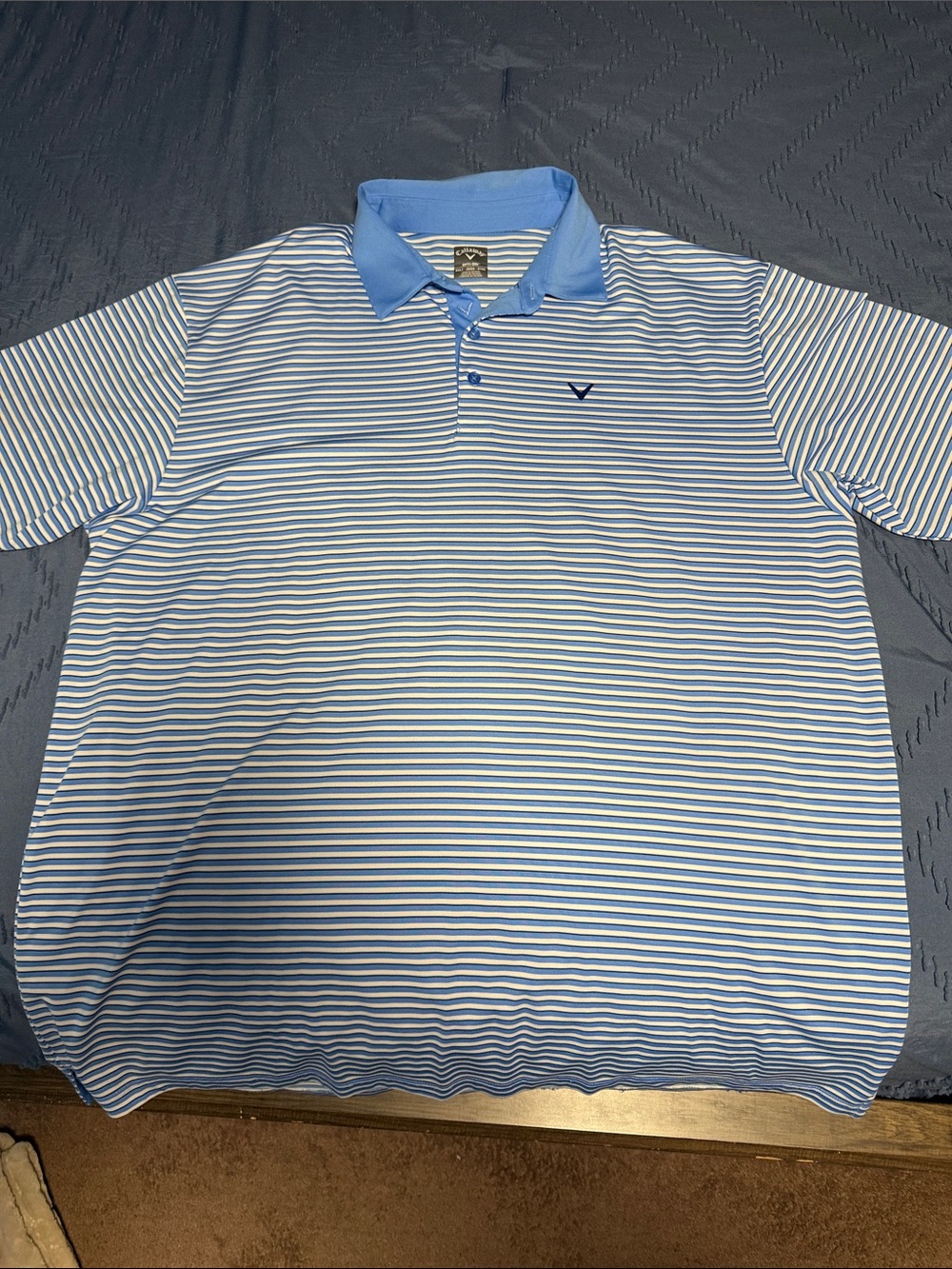 Callaway Light Blue and White Striped Polo